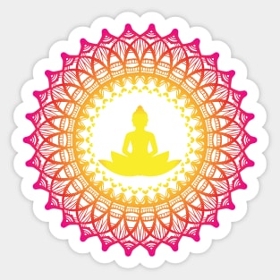 Enlightened Soul Buddha Silhouette Mandala Illustration Print Design GC-092-20 Sticker